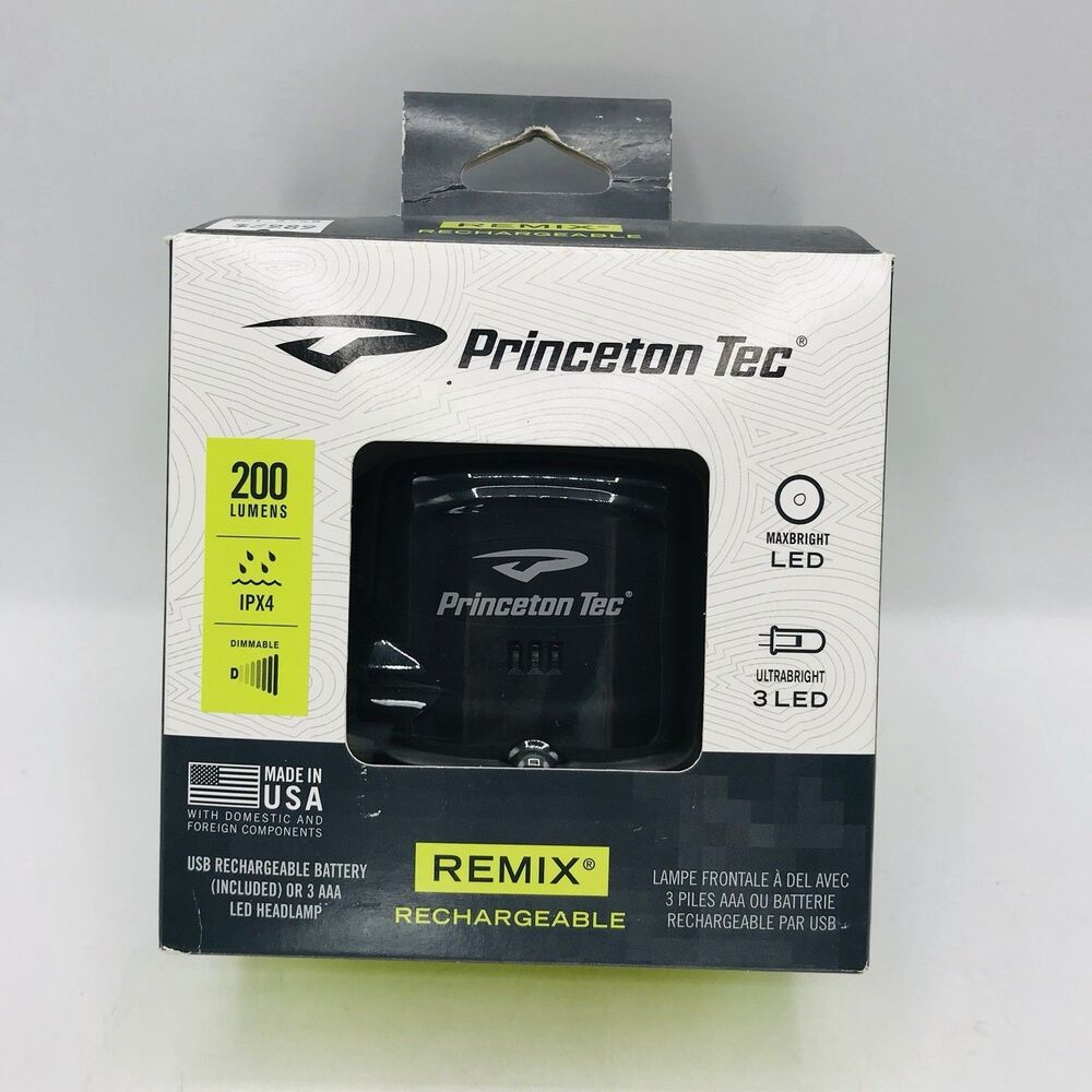 New Princeton Tec REMIX Rechargeable Headlamp LED Ultra Bright HYB-RC-BK